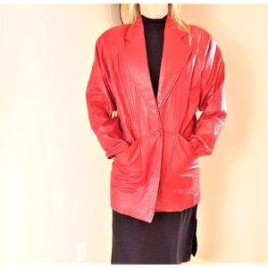 Vintage Leather Coat Red Fully Lined Women’s Size